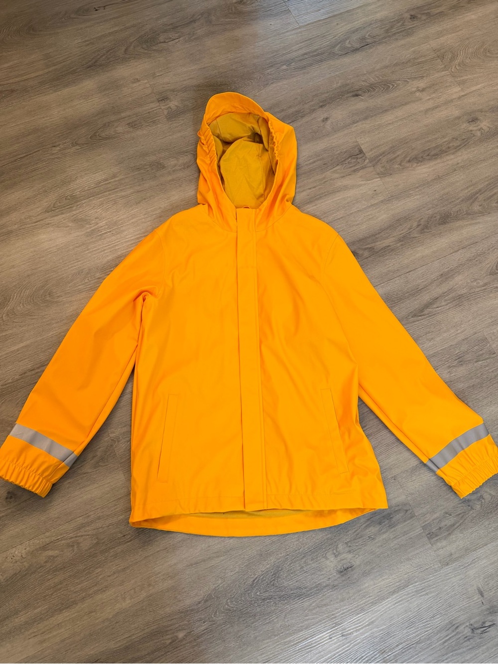 Cat & Jack Bright Yellow Hooded Raincoat with Reflective Trim